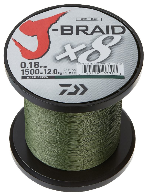 Daiwa J-Braid X8 Tm.zelená, 0.13mm 8.0kg 1m