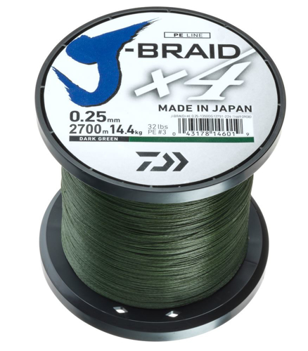 Daiwa J-Braid X4 Tmavě zelená, 0.15mm 6.9kg 1m