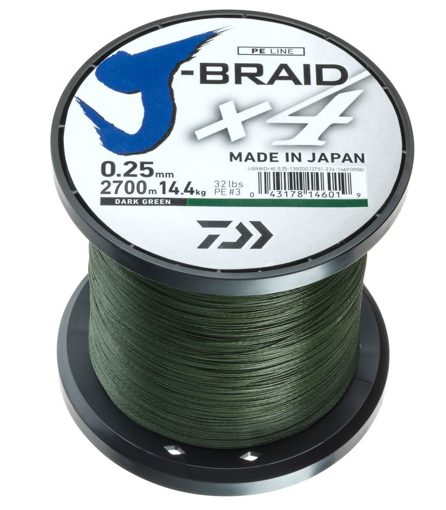 Obrázek Daiwa J-Braid X4 Tmavě zelená, 0.29mm 18.6kg 1m