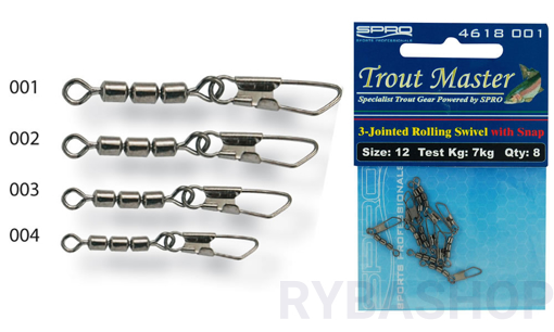 Obrázek Trojitý obratlík s karabinkou Spro, vel.16 5kg