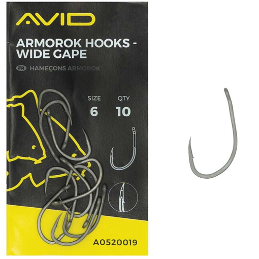 Avid Carp Armorok Wide Gape Hooks #8 Barbed
