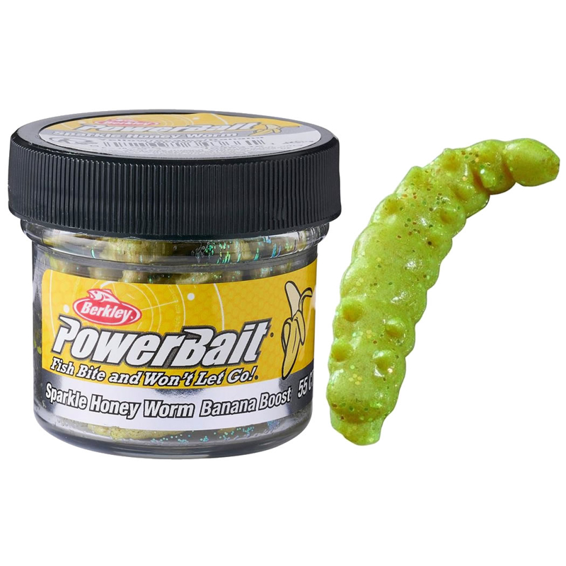 Berkley PowerBait Sparkle Honey Worm Banana Yellow/Scales 25mm 55ks