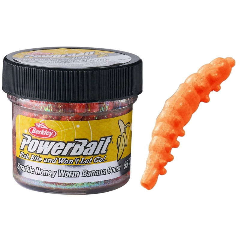 Berkley PowerBait Sparkle Honey Worm Banana Orange/Scales 25mm 55ks