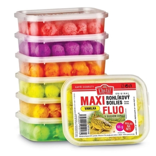Rohlíkový boilies Maxi Fluo 20mm 65g Jahoda