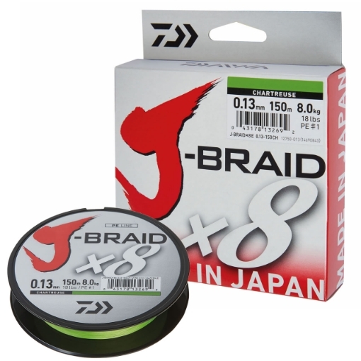 Daiwa J-Braid X8 Chartreuse 150m 0.16mm 9.0kg