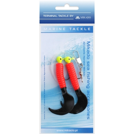 Mořský návazec - paternoster - Mikado Pilk Twist Jighead Rig 7.5cm 2x3g Červenočerný