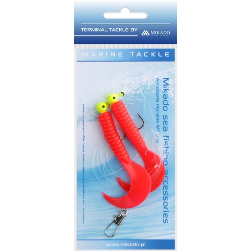 Mořský návazec - paternoster Mikado Pilk Twist Jighead Rig 7.5cm 2x6g Červený