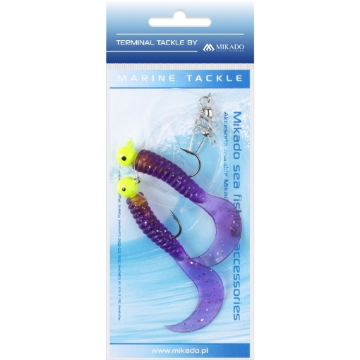 Mořský návazec - paternoster Mikado Pilk Twist Jighead Rig 7.5cm 2x6g Fialový na tresky