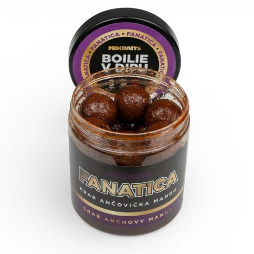 Mikbaits Fanatica Boilie v dipu Krab Ančovička Mango 24mm 250ml