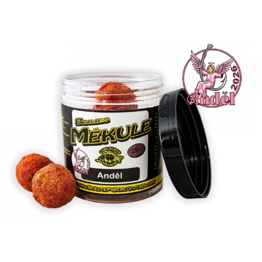 Selektivní měkké chytací boilies Mekule v příchuti Anděl o průměru 25 mm.