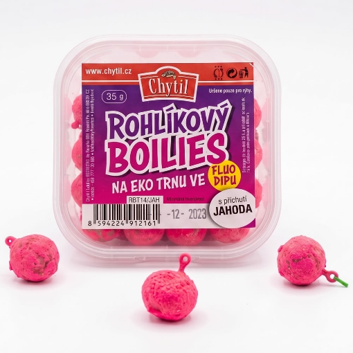 Obrazek Rohlíkové boilies na EKO trnu Fluo Jahoda 14mm