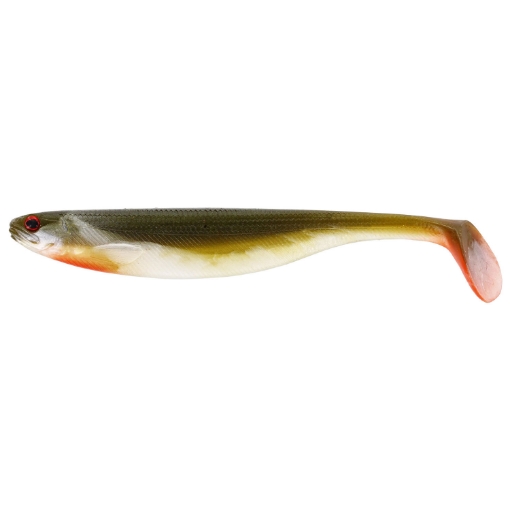 Pohled na štíhlý gumový ripper Westin Shadteez Slim 12cm v dráždivém barevném provedení Bass Orange