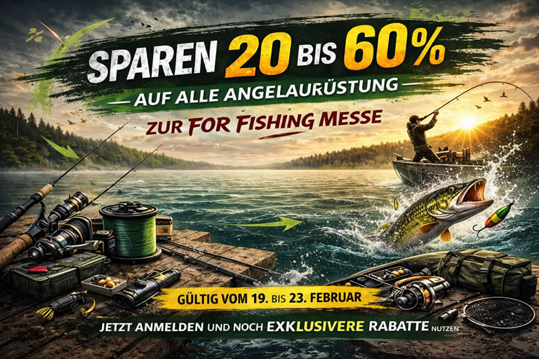 Rabatte von 20-60 % auf alle Angelausrüstungen